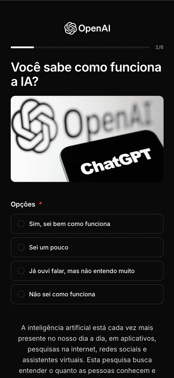 Formulário pronto, publicado